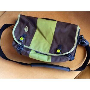 Women's Timbuk2 Small Messenger Bag Green Brown Laptop Crossbody Made in USA